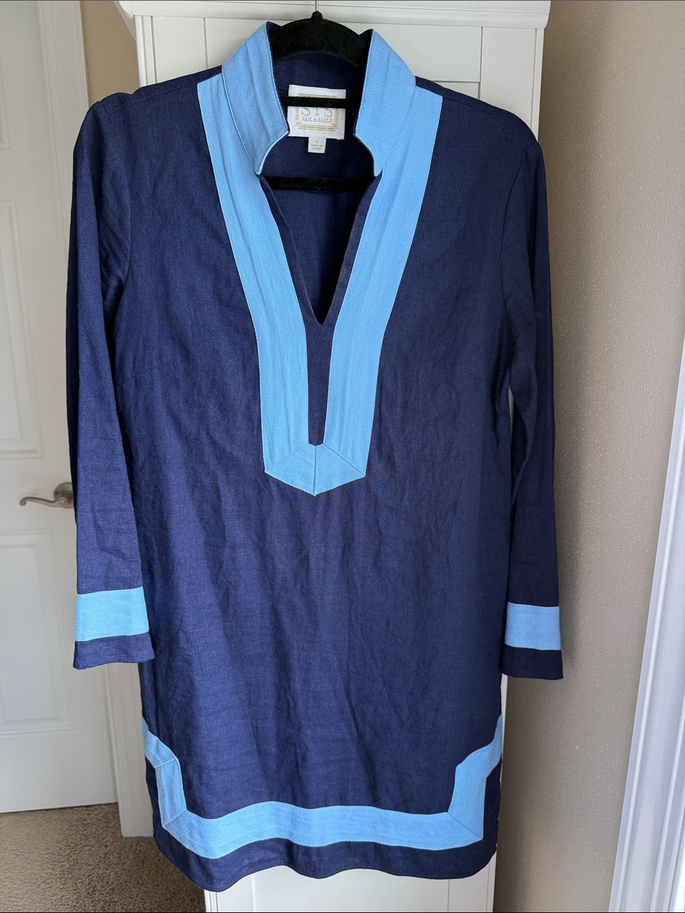 Sail to Sable Navy Tunic with Sky Blue Trim